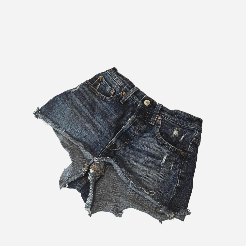 Levi's Dark Wash Short Denim with frayed hem- 24‎